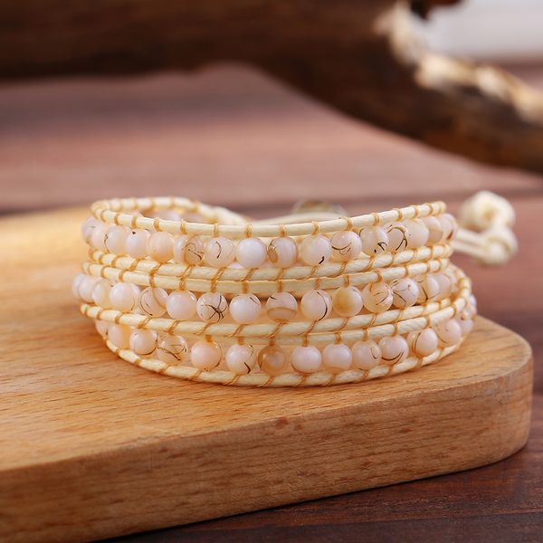 

3layers shell бусы wrap браслет индия агат амазонит imperial jasper из натуральной кожи из бисера браслеты для женщин femme простых boho юве, Black
