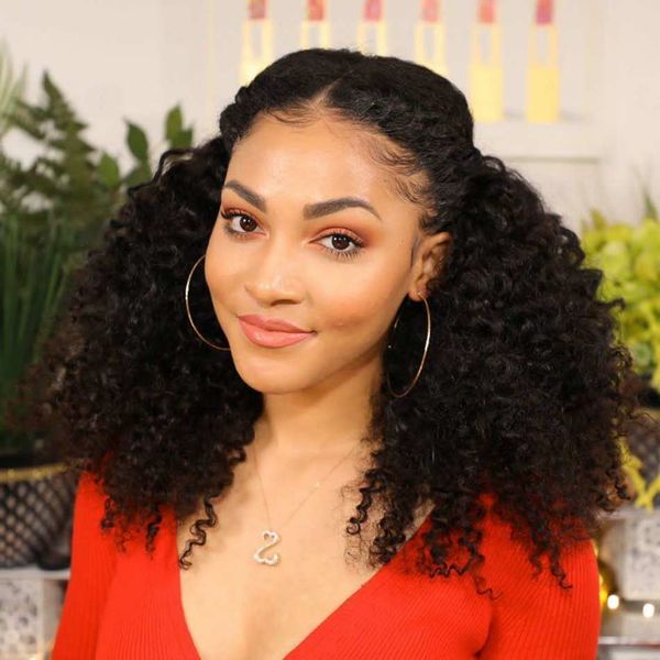 

кудрявый кудрявый 180 плотность 13x6 кружева фронт человеческих волос парики предварительно выщипанные натуральные волосы бразильские девств, Black