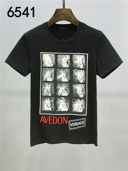 

20ss men's summer street t-shirt fashion european american design robot printing short sleeve breathable casual solid color t-shirt5, White;black