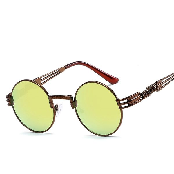 

wholesale-steampunk sunglasses men women metal framen fashion glasses brand designer retro vintage sun glasses uv400 goggles oculos de sol, White;black