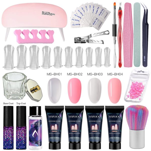 

msruioo poly extension nail set with 6w uv led usb lamp dryer kit tools kit for manicure nail art sets polish gel