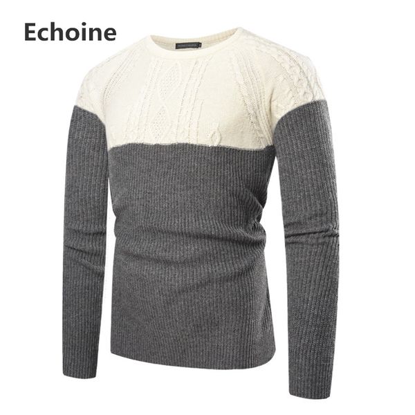 

men winter sweater knitting pullover mens patchwork o-neck knitting sweater male winter clothing casual loose knitted pullovers, White;black