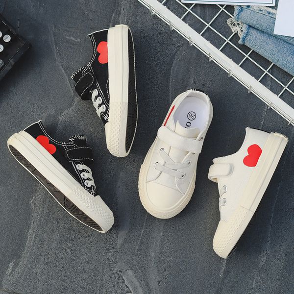 

kids canvas shoes girls anti slip soles sneakers print heart children casual flat canvas shoes boys sports breathable sneakers dh1426 t03
