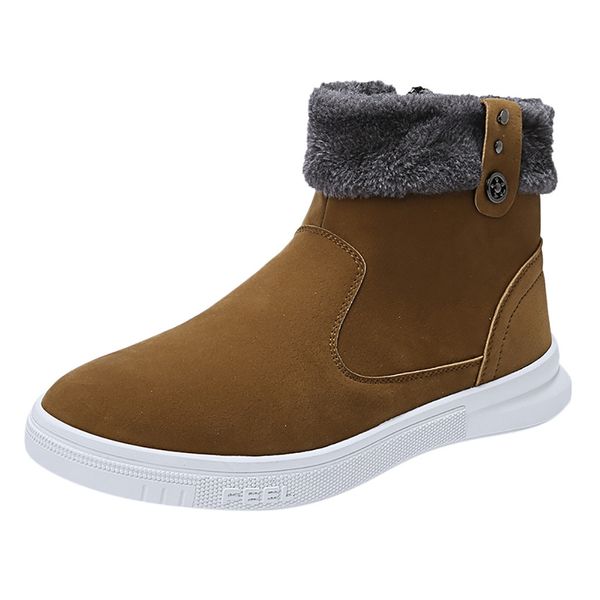 

zipper male flats short booties men's casual plus velvet warm cotton boots waterproof comfortable work boots zapatillas hombre, Black