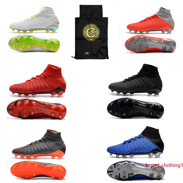 

football boots red colors soccer cleats original hypervenom phantom iii df fg neymar mens soccer shoes high ankle sports elite sneaker