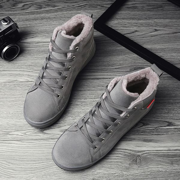 

autumn winter casual snow boots men waterproof ankle boots flat slip-on resistant fashion man winter shoes big size ghn, Black