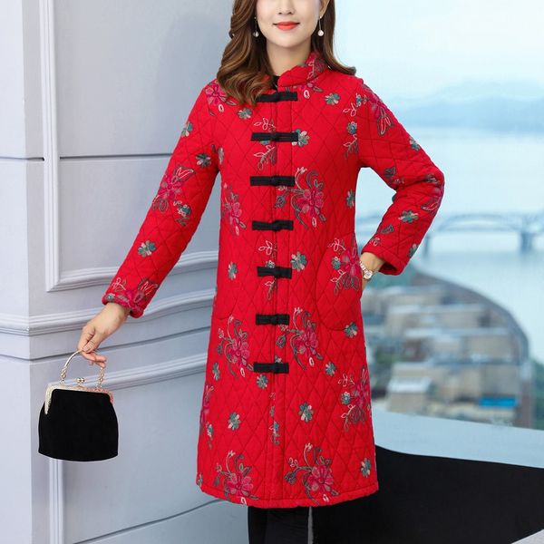 

women winter hooded warm coat plus size 5xl printed cotton padded jacket female long parka womens wadded jaqueta feminina#4, Black