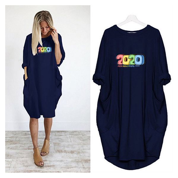 

женщины летние платья женщин модельер сплошной цвет платья 2020 новое прибытие платье письмо отпечатано с карманы повседневный платье, Black;gray