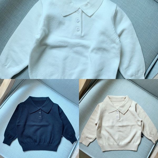 

lk4t0 chen chen baby's children's lapel knitted base shirt boy's autumn clothes handsome baby polo shirt long clothes clothin, Blue