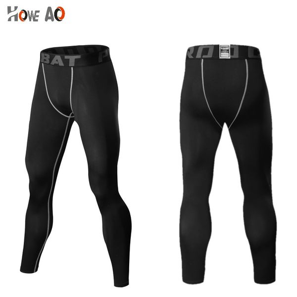 

howe ao new men compression pants bodybuilding joggers fitness quick dry skinny leggings mens pure color tights trousers, Black;blue