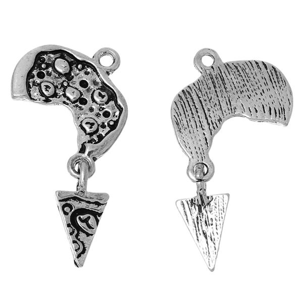 

wholesale- pendants pizza antique silver 29mm(1 1/8") x 20mm( 6/8"),10 pcs findings new jewelry making diy, Bronze;silver