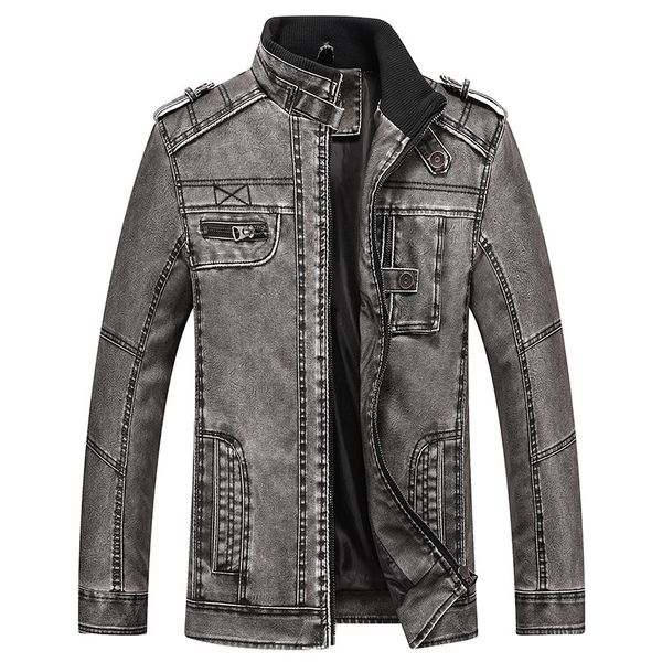 

куртка из искусственной кожи больших размеров повседневная одежда из искусственной кожи куртка мужская ветровка осенние топы  3xl 4xl 5xl, Black