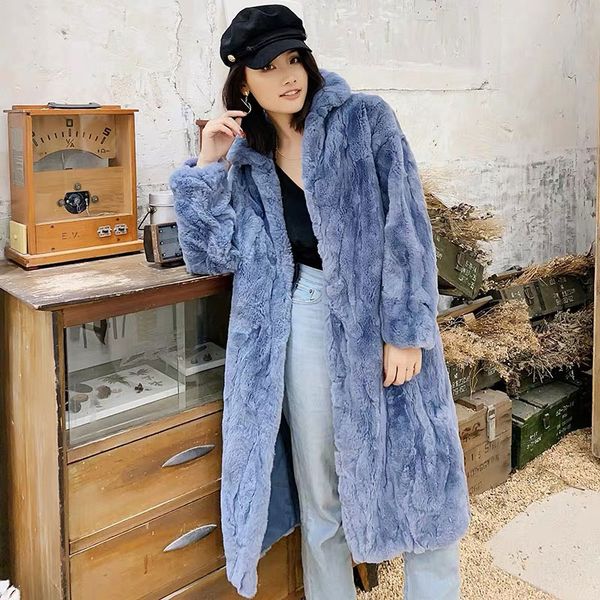 

women's fur & faux 2021 autumn winter real/genuine rex coat women natural coat/jacket a170, Black