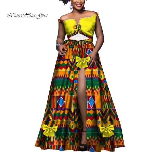 

fashion slash neck long dress with lace elegant wedding party dresses plus size african clothing african women dress wy3539, Red