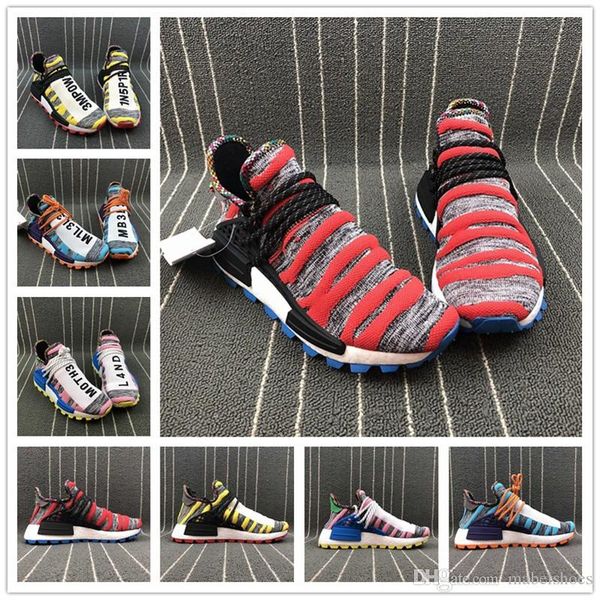 

2019 HUMAN Race HOLI MC Mens Running Shoe Upper Fashion Designer Yellow Blue Pink Red Women Trainer Sport Sneaker