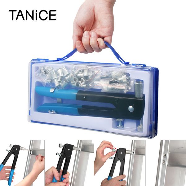 

tanice 86pcs rubber+steel threaded nut rivet tool riveter rivnut nutsert gun riveting kit m3-m8 for car trailers repair tool set