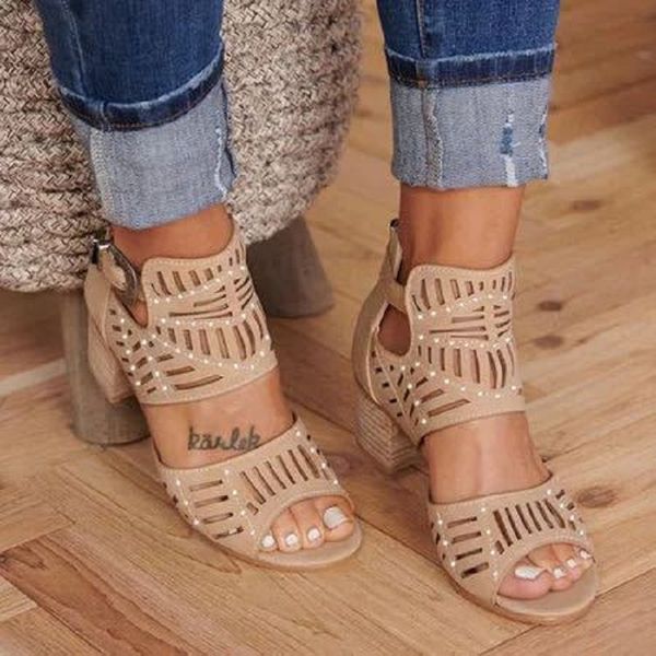 

women gladiator sandals summer block high heels rhinestone ladies shoes open toe roman sandals big size sandalias mujer, Black
