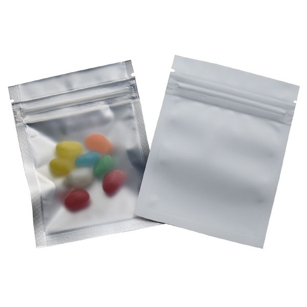 

7 5 10cm white fro ted aluminum foil clear front ziplock bag 100pc lot nack food packaging bag reclo able zipper packing torage bag