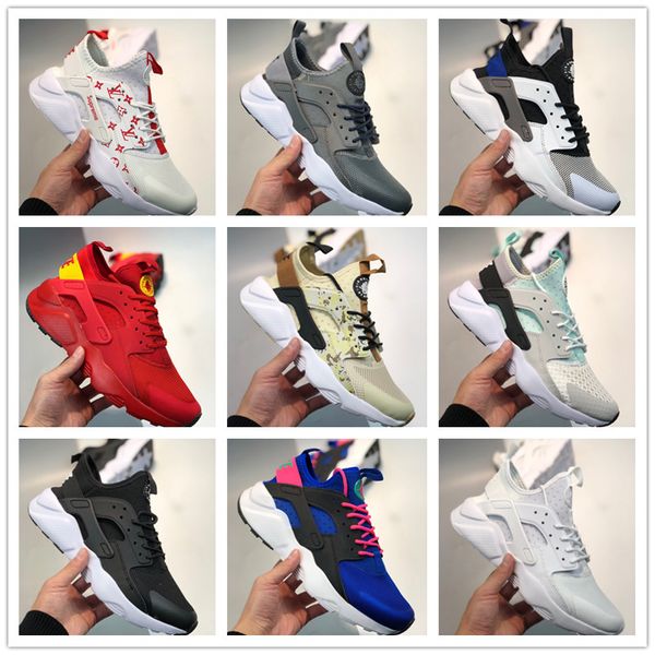 

air huarache 4 iv run ultra shoes mesh breathable casual sneakers triple black white designer jogging sports sock shoes 36-44