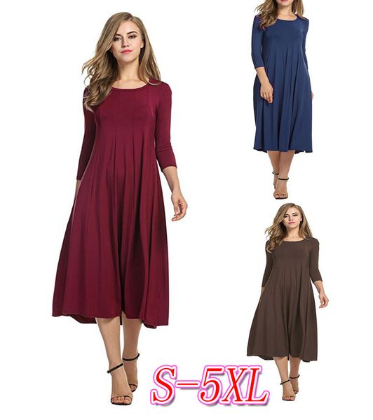 

женское дизайнерское платье сплошной цвет пэчворк круглый вырез, средний длинный рукав, большое платье качели, универсальное вязание осенней, Black;gray