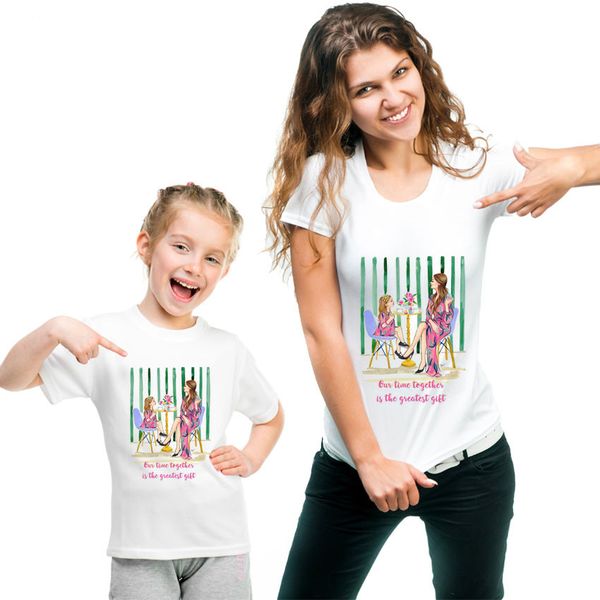 

новый 2019 momther и дочь футболка мама и я одежда повседневная прекрасный короткий рукав, Blue