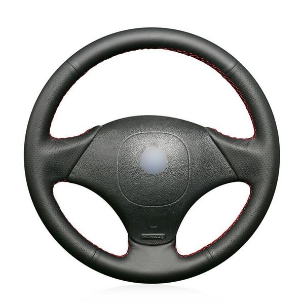 

for fiat albea 2002 car hand-sewn steering wheel cover black artificial leather