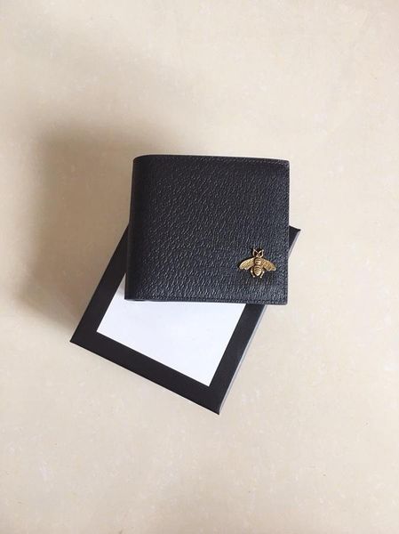 

real leather bee style wallets for me card holders credit card bus card wallets for women with box 523664, Brown;gray