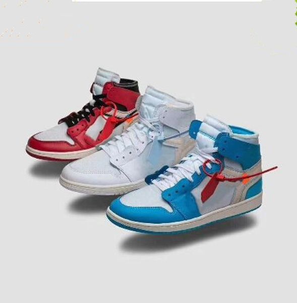 

2019 new realese casual shoes quality new 1 chicago red powder blue unc men and women casual shoes white sport sneakers, Black