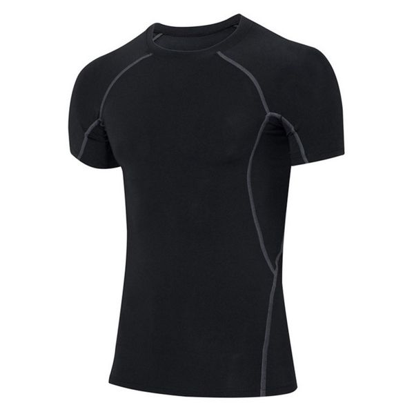 

men's stretch quick-drying suit short-sleeved shirt for running foot basket sports and fitness body t-shirt, Black;red