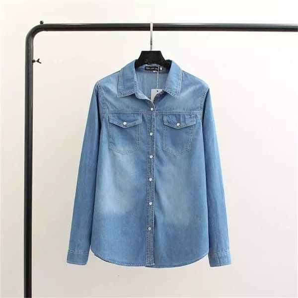 

jeans jean's aautumn women denim shirt chemise spring femme blusa blouse 2019 sleeve long size plus casual camisa vetements knfis, Black