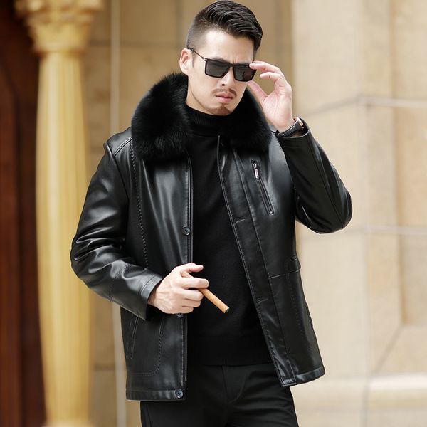 

new autumn men new leisure motorcycle jacket men's fashion overcoat motorcycle coat uganda people's army wallet men's overcoa, Black