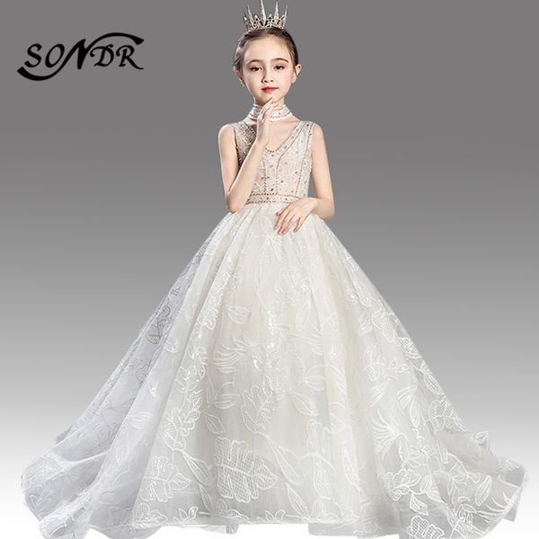 

flower girls dress ht139 shining crystal sequin flower girl dresses for weddings kids train primera comunion decoracion, Red;yellow