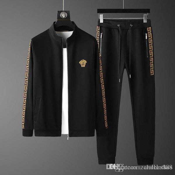 

2020 fashion classic men's tracksuits patchwork sportswear hoodies+pants sets mens hoodies and sweatshirts sport tracksuit mens clothin, Gray