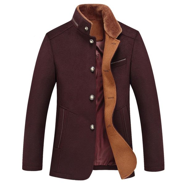 

men sell good quality jackets men overcoat autumn new winter wool blends warm coats slim windproof outerwear new, Black