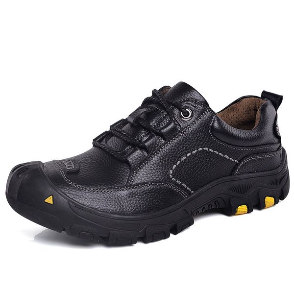 

youki man boots genuine leather autumn men ankle boot casual walking footwear male shoe, Black