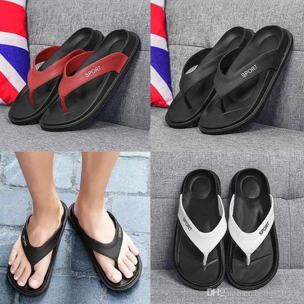 

wholesale designer sandals brand new summer men flip-flops beach slippers shoes breathable beach slippers eva casual massage slipper, Black