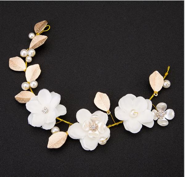 

корейская версия классического свадебного оголовья ручной работы головной цветок свадебное платье с цветочным украшением листьев, Silver