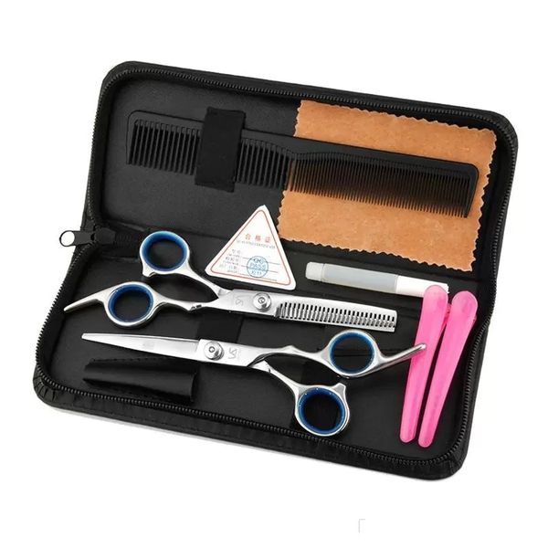 Hairdressing Tools 6.0 Inch Barber Scissors Kits Hair Clipper Razor Combination Package Hair Styling Scissors Hair Cutting Tool Trimmer Men Mens Hair