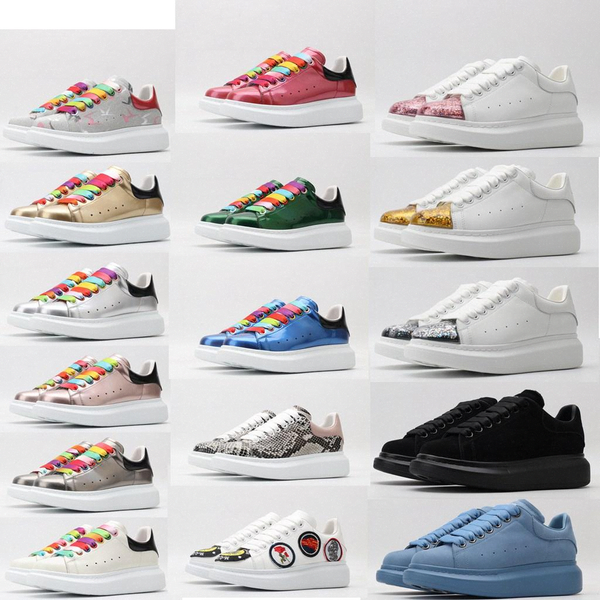 

2019 designer men fashion luxury women shoes mens leather lace up platform wide sole sneakers white black casual shoes [with box] 3900#