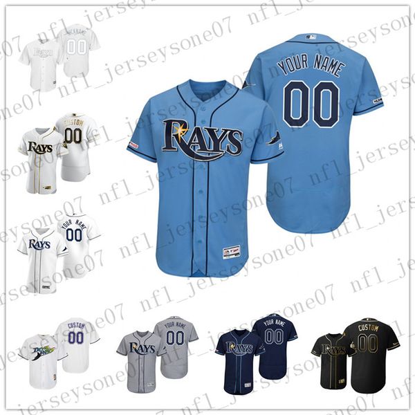 

custom mens women youth tampa bay rayswhite blue gray black authentic weekend 2020 home jersey