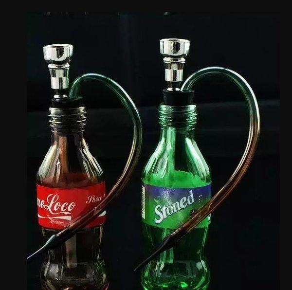 Due accessori per bong in vetro per tubo dell'acqua Coke Sprite ﾠ, pipe per fumatori in vetro colorate mini multi-colori pipe a mano Best Spoon glas