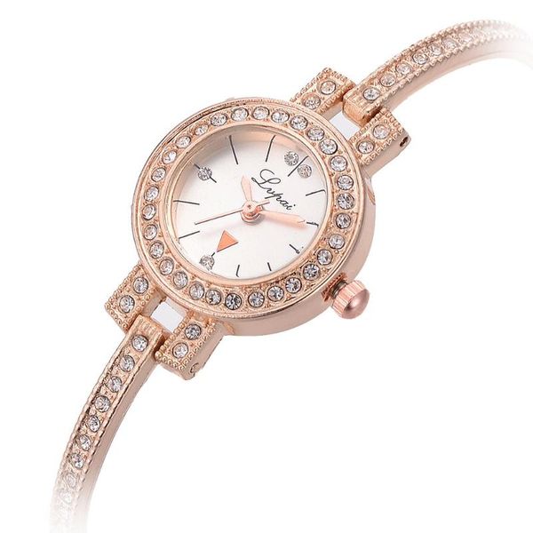 

бизнес простые женщины кварцевые часы сияющий rainstone тонкий цепи маленький круглый браслет часы дамы вскользь наручные часы, Slivery;brown