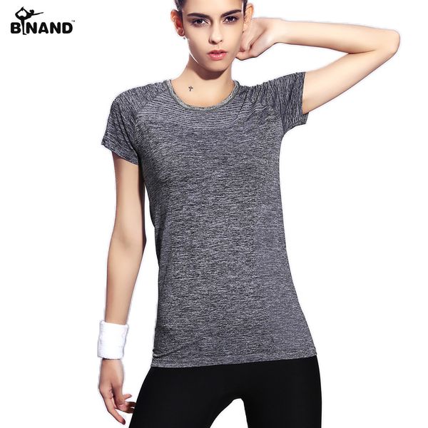 

binand female quick drying high elastic sport shirts running exercises yoga jogging fitness training clothes for women, White;red