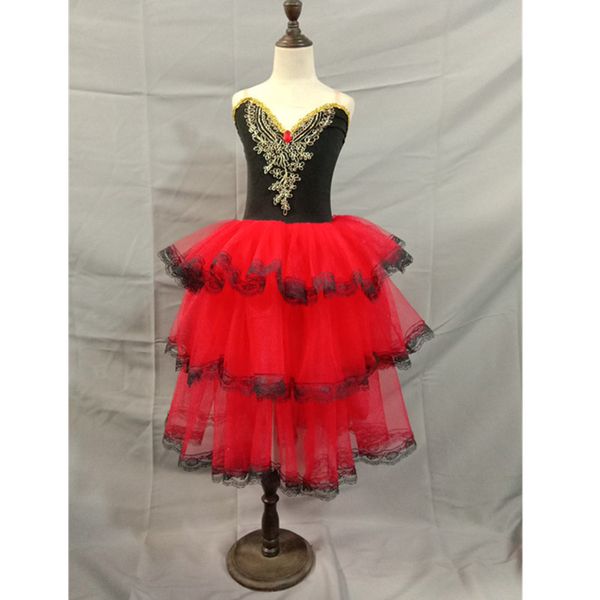 

new professional ballet dress black red girls swan ballet costumes kid child giselle tutu ballerina modern dancing dress