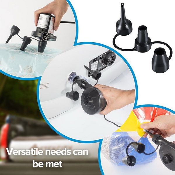 

electric air pump quick-fill air pump with 3 nozzles for inflatable blow up pool raft bed boat toy 1set