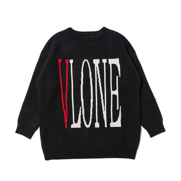 

vlone vlone men мужские дизайнерские свитера мужчины женщины высокое качество круглый вырез свитер с длинным рукавом мужская повседневная то, White;black