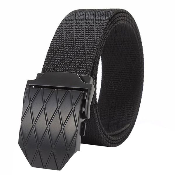 

new belt solid color quality nylon texture automatic buckle men belt casual sports cowboy pants women, Black;brown