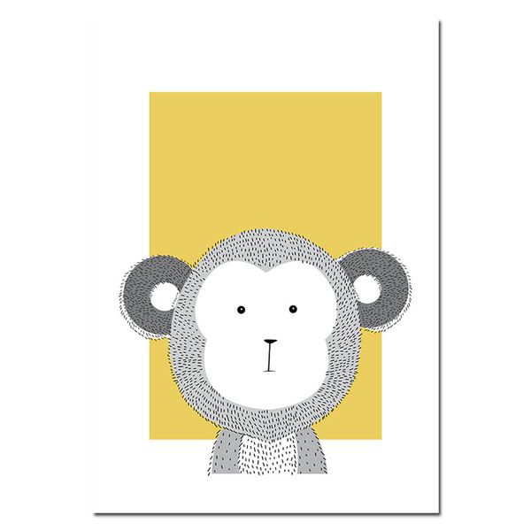 Satin Al Woodland Hayvan Aslan Maymun Tuval Poster Bebek Kres