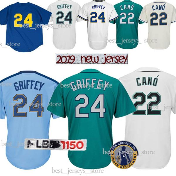 

24 Griffey Seattle Baseball Jerseys Mariners 22 Robinson Cano New Men Jersery 2019 add 150th anniversary
