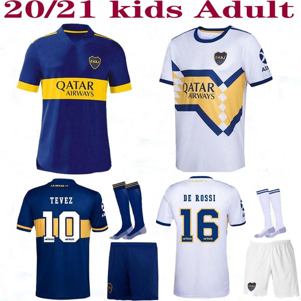 

camiseta boca juniors soccer jersey 20 21 de rossi tevez maradona mauro abila 2020 2021 salvio away white football shirt men kids kit set, Black;yellow